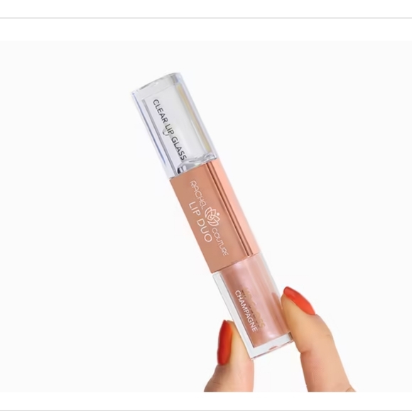 NEW RACHEL COUTURE Double Ended Lip Gloss Champange Shimmering Soft Pink & Clear - Picture 1 of 8
